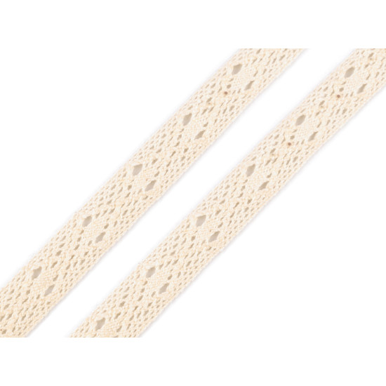 Cotton bobbin lace trim / insert, width 12 mm - Lightgrey (100 Meters) Cotton bobbin lace trim / insert, width 12 mm - Lightgrey (100 Meters)