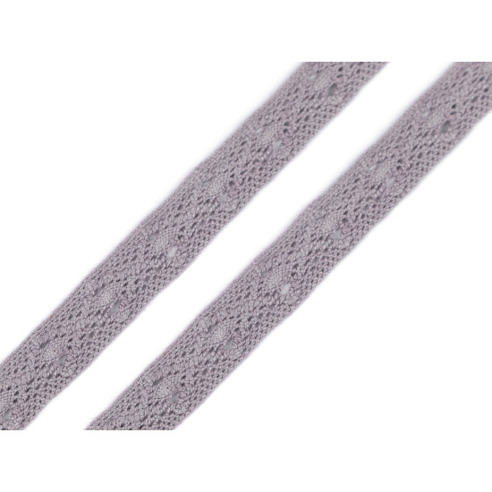 Cotton bobbin lace trim / insert, width 12 mm - Lightgrey (100 Meters) Cotton bobbin lace trim / insert, width 12 mm - Lightgrey (100 Meters)