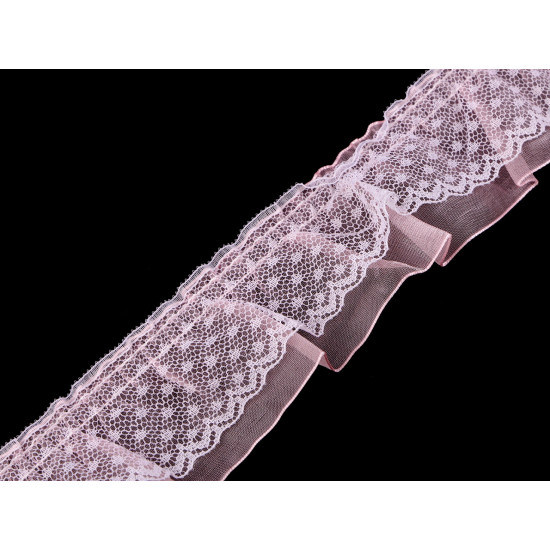 Taśma z falbanką koronkowa podwójna szerokość 40 mm - Jasnyniebieski (1 Metr) Taśma z falbanką koronkowa podwójna szerokość 40 mm - Jasnyniebieski (1 Metr)