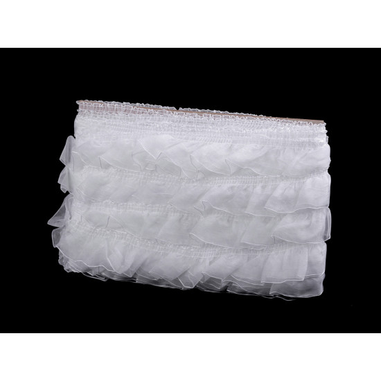 Organza ruffle trim width 40 mm - White (1 Meter)