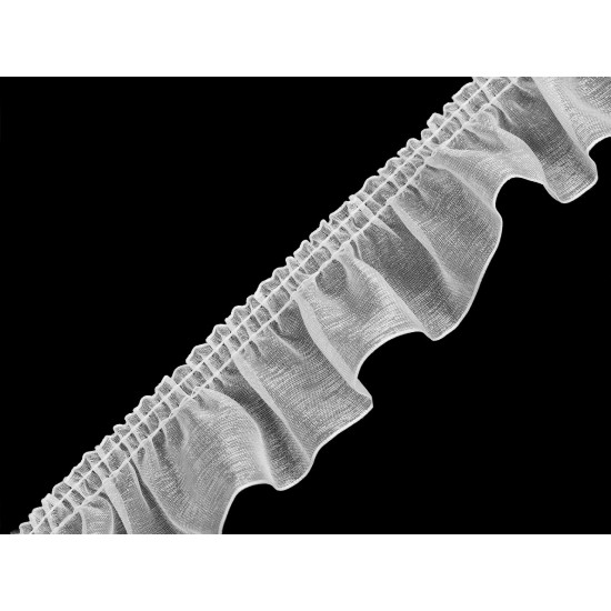 Organza ruffle trim width 40 mm - White (1 Meter)