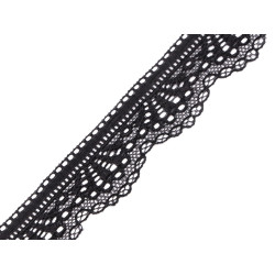 Elastic lace trim width 30 mm - Black (1 Meter)