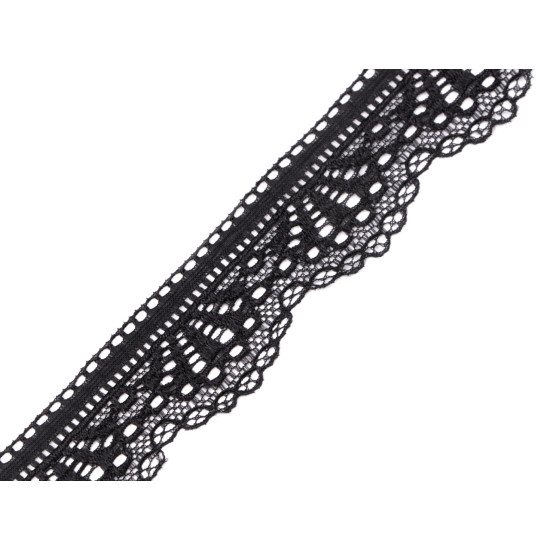 Koronka elastyczna szerokość 30 mm - Czarny (1 Metr) Koronka elastyczna szerokość 30 mm - Czarny (1 Metr)