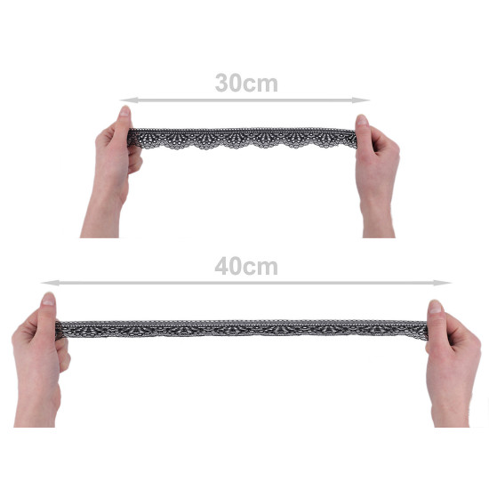 Koronka elastyczna szerokość 30 mm - Czarny (1 Metr) Koronka elastyczna szerokość 30 mm - Czarny (1 Metr)
