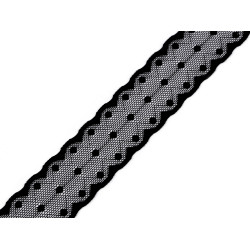 Elastic lace / trim width 30 mm - Black (1 Meter)
