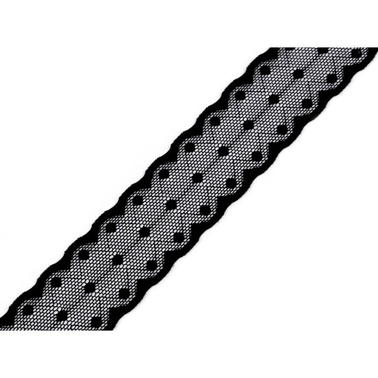 Koronka elastyczna szerokość 30 mm - Czarny (1 Metr) Koronka elastyczna szerokość 30 mm - Czarny (1 Metr)