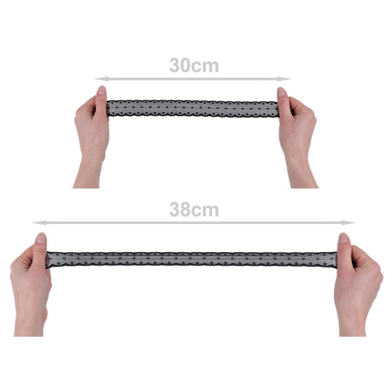 Koronka elastyczna szerokość 30 mm - Czarny (1 Metr) Koronka elastyczna szerokość 30 mm - Czarny (1 Metr)