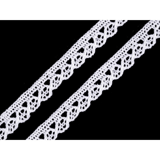 Bobina di pizzo in cotone, larghezza: 10; 14 mm - Bianco (45 Metri) Bobina di pizzo in cotone, larghezza: 10; 14 mm - Bianco (45 Metri)