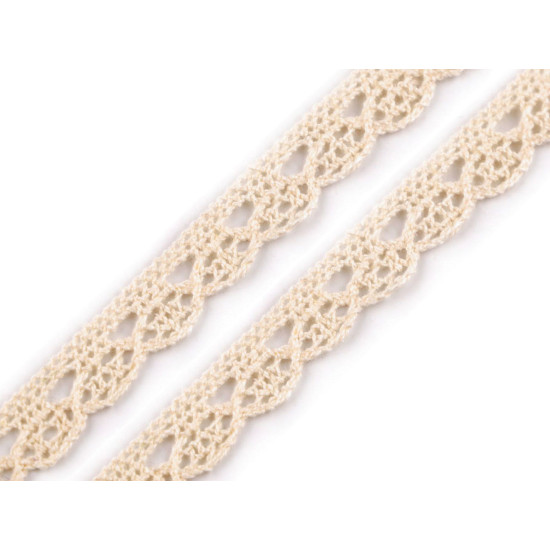 Bobina di pizzo in cotone, larghezza: 10; 14 mm - Bianco (45 Metri) Bobina di pizzo in cotone, larghezza: 10; 14 mm - Bianco (45 Metri)
