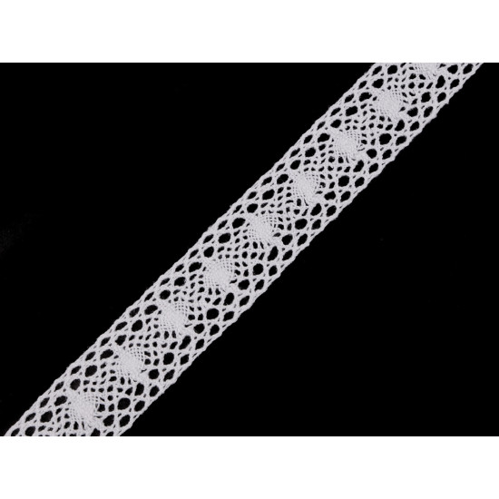 Cotton bobbin lace trim / insert, width 30 mm - White (45 Meters) Cotton bobbin lace trim / insert, width 30 mm - White (45 Meters)