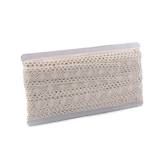 Cotton bobbin lace trim / insert, width 30 mm - White (45 Meters) Cotton bobbin lace trim / insert, width 30 mm - White (45 Meters)