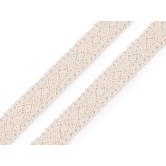Cotton bobbin lace trim / insert, width 19 mm - Ecru light (27 Meters) Cotton bobbin lace trim / insert, width 19 mm - Ecru light (27 Meters)