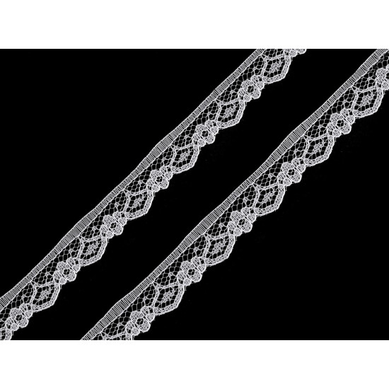 Nylon / polyamid lace trim width 14 mm - White (1 Meter) Nylon / polyamid lace trim width 14 mm - White (1 Meter)