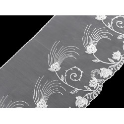 Embroidered lace on organza width 20 cm - Off white (1 Meter)