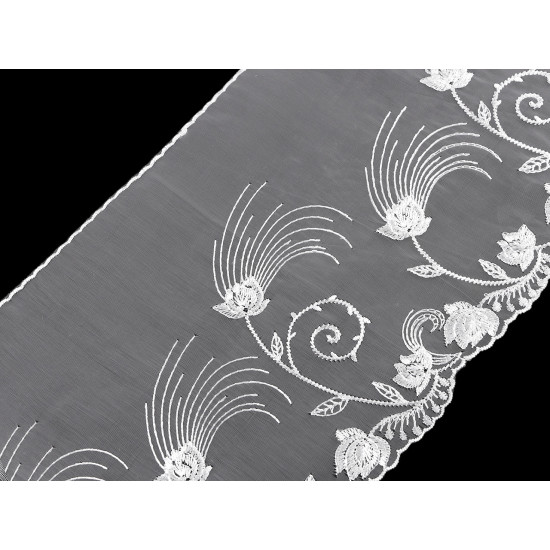 Embroidered lace on organza width 20 cm - Salmon (1 Meter) Embroidered lace on organza width 20 cm - Salmon (1 Meter)