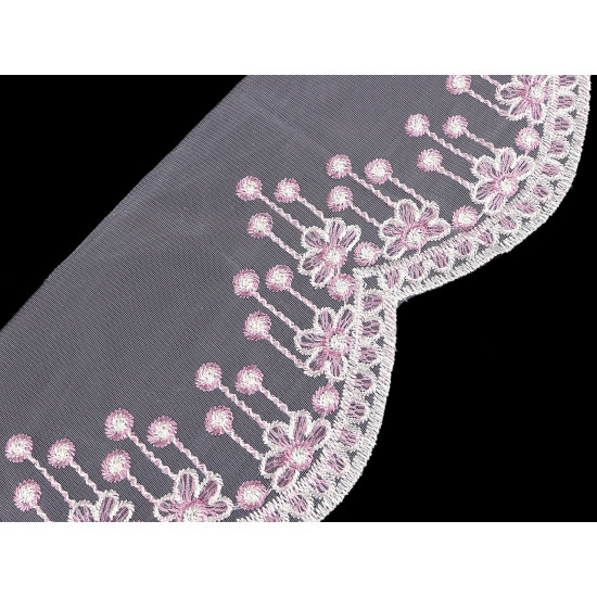 Dantela brodata pe organza latime 18 cm - Off white (1 Metru) Dantela brodata pe organza latime 18 cm - Off white (1 Metru)