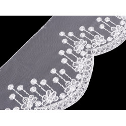 Embroidered lace on organza width 18 cm - Off white (1 Meter)