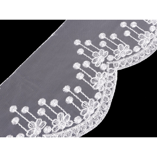 Dantela brodata pe organza latime 18 cm - Off white (1 Metru) Dantela brodata pe organza latime 18 cm - Off white (1 Metru)