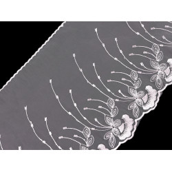 Embroidered lace on organza width 20 mm - Off white (1 Meter)