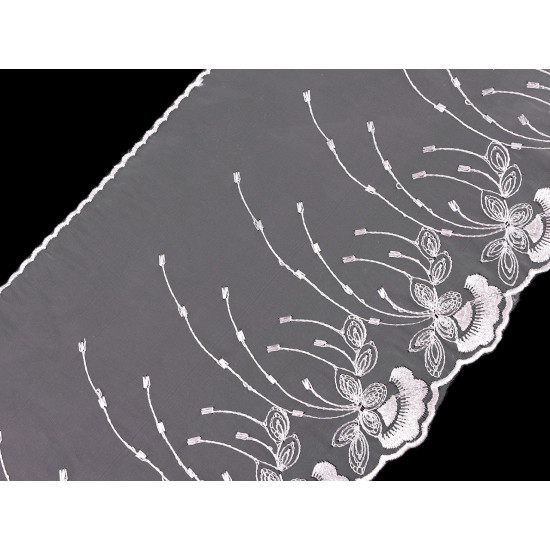 Embroidered lace on organza width 20 mm - Off white (1 Meter) Embroidered lace on organza width 20 mm - Off white (1 Meter)