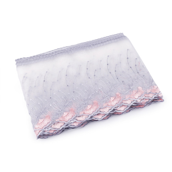 Embroidered lace on organza width 20 mm - Off white (1 Meter) Embroidered lace on organza width 20 mm - Off white (1 Meter)