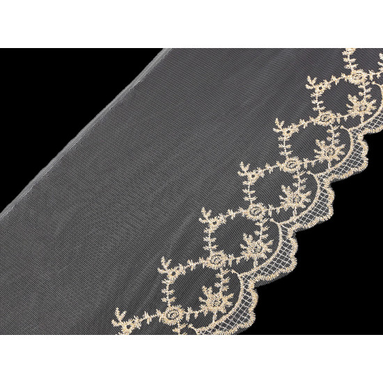 Embroidered lace on organza with lurex width 17 cm - Off white (27 Meters) Embroidered lace on organza with lurex width 17 cm - Off white (27 Meters)