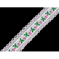 Koronka bawełniana z krajką szerokość 30 mm - White (1 Metr)