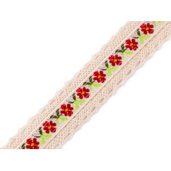 Koronka bawełniana z krajką szerokość 30 mm - Naturalny jasny (1 Metr)