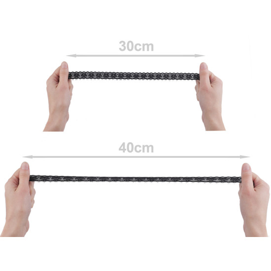 French elastic lace width 24 mm - Black (20 Meters)