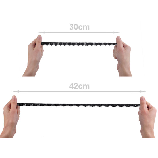 Koronka elastyczna szerokość 15 mm - Czarny (1 Metr)