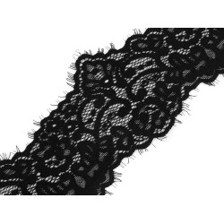 Koronka francuska elastyczna szerokość 90 mm - Czarny (1 Metr)