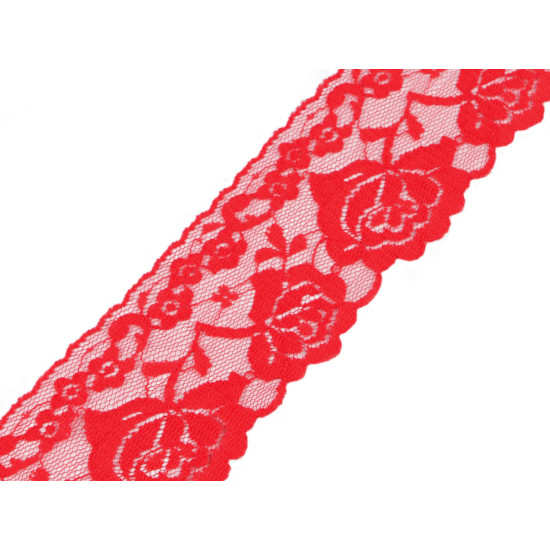 Nylon lace, width 70 mm - Red (1 Meter)
