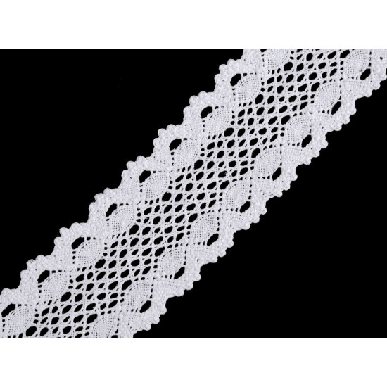Cotton bobbin lace / insert, width 50 mm - Snow white (1 Meter)