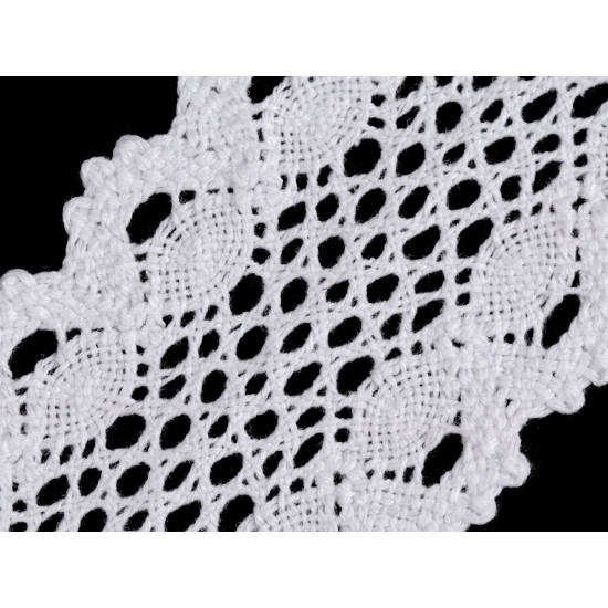 Cotton bobbin lace / insert, width 50 mm - Snow white (1 Meter)