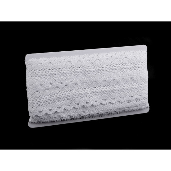 Cotton bobbin lace / insert, width 50 mm - Snow white (1 Meter)