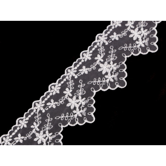 Embroidered lace on monofilament, width 65 mm - White (1 Meter) Embroidered lace on monofilament, width 65 mm - White (1 Meter)