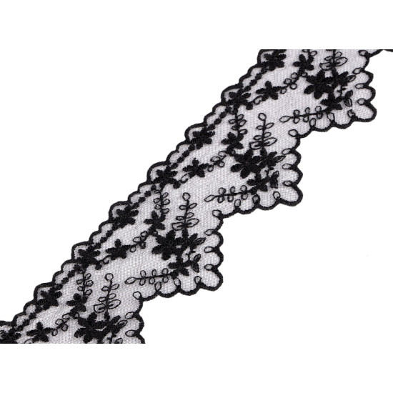 Embroidered lace on monofilament, width 65 mm - White (1 Meter) Embroidered lace on monofilament, width 65 mm - White (1 Meter)
