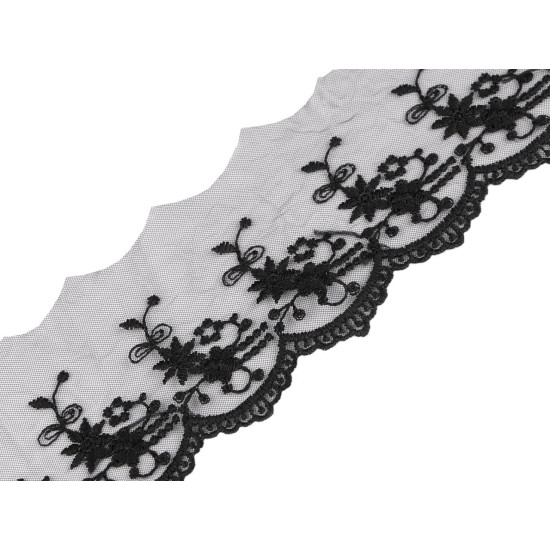 Embroidered lace on monofilament, width 70 mm - Off white (1 Meter) Embroidered lace on monofilament, width 70 mm - Off white (1 Meter)