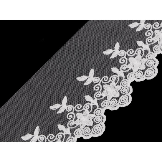 Embroidered lace / braid on monofilament, width 90 mm - Black (1 Meter) Embroidered lace / braid on monofilament, width 90 mm - Black (1 Meter)