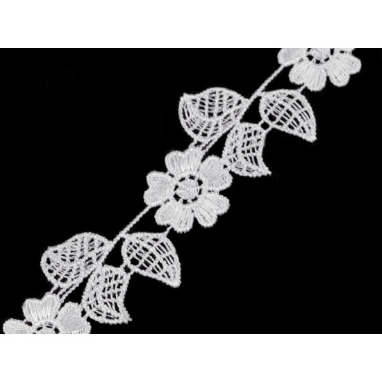 Guipure lace / insert, width 35 mm - White (1 Meter) Guipure lace / insert, width 35 mm - White (1 Meter)