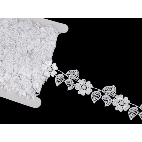 Guipure lace / insert, width 35 mm - White (1 Meter) Guipure lace / insert, width 35 mm - White (1 Meter)