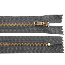 Metal zipper no 4, length 16 cm, pants - Gray hematite (1 Piece)