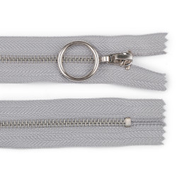 Metal zipper no 4, width 20 cm, with silver teeth - Steel grey (1 Piece)