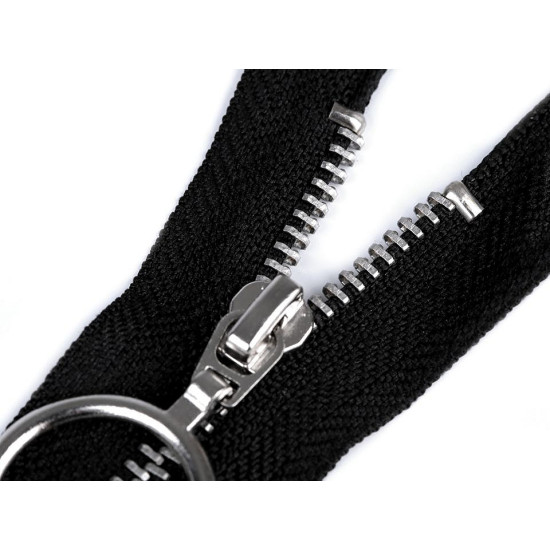 Metal zipper no 4, width 20 cm, with silver teeth - Black (25 Pieces) Metal zipper no 4, width 20 cm, with silver teeth - Black (25 Pieces)