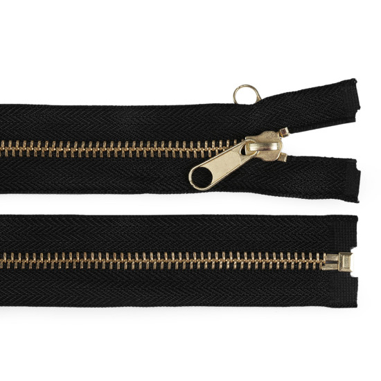 Brass tent zipper, no 5 with double-sided slider, length 250 cm - Black (5 Pieces) Brass tent zipper, no 5 with double-sided slider, length 250 cm - Black (5 Pieces)