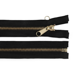 Brass tent zipper, no 5 with double-sided slider, length 200 cm - Black (1 Piece)