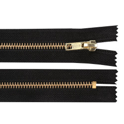 Metal zipper no. 5, length 10 cm (jeans) - Black (1 Piece)