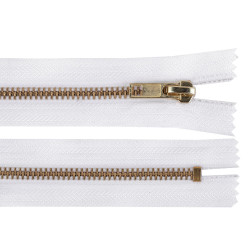 Metal zipper no. 5, length 12 cm (jeans) - White (1 Piece)