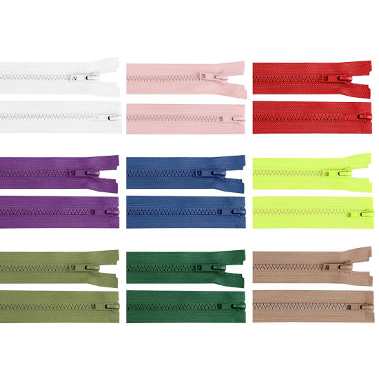 Two-way plastic zipper no 5, open-end, 2 sliders, length 70 cm, jacket - Beige (1 Piece) Two-way plastic zipper no 5, open-end, 2 sliders, length 70 cm, jacket - Beige (1 Piece)