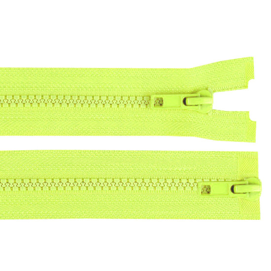 Two-way plastic zipper no 5, open-end, 2 sliders, length 75 cm, jacket - Yellow (1 Piece) Two-way plastic zipper no 5, open-end, 2 sliders, length 75 cm, jacket - Yellow (1 Piece)
